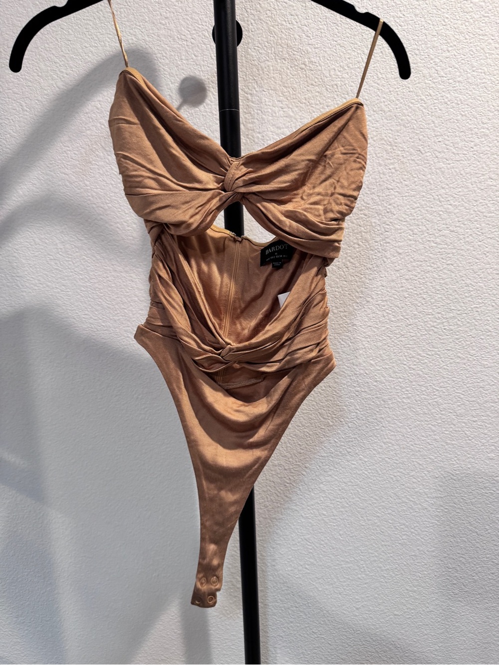 Bardot Golden Tan Satin Bodysuit
